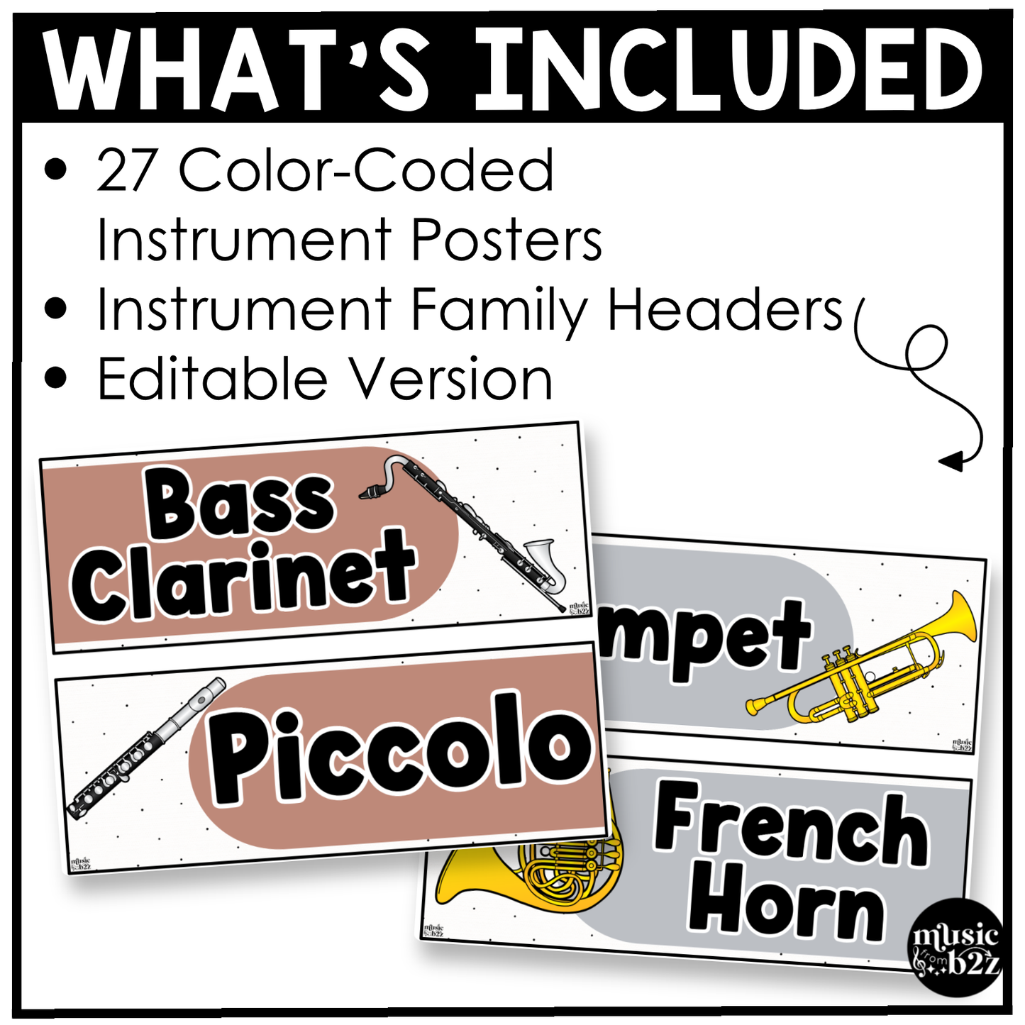 Neutral Instrument Families of the Orchestra Posters Elementary Music Classroom Decor