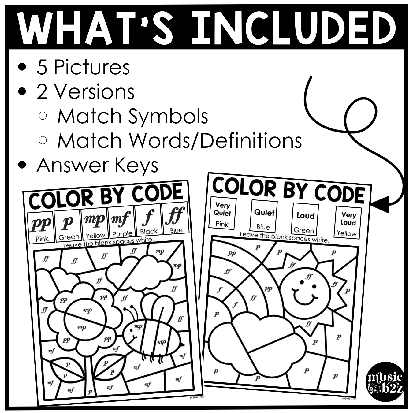 Spring Music Coloring Pages Color by Note Spring Music Worksheets Dynamics