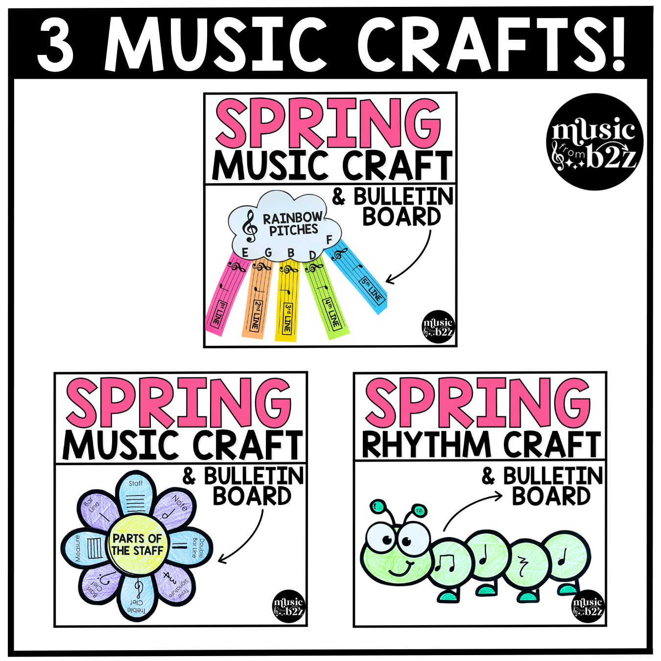 Spring Music Craft BUNDLE Spring Music Bulletin Board Music Sub Plan