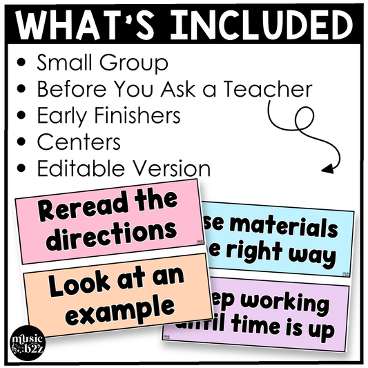 Pastel Music Rules & Expectations Posters Elementary Music Classroom Decor