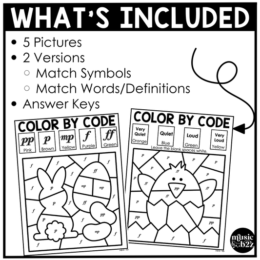Easter Music Coloring Pages Color by Note Spring Music Worksheets Dynamics