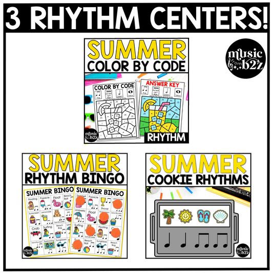 Summer Music Centers BUNDLE Rhythm Worksheets Summer Music Games