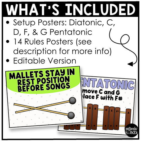Bright Orff Instrument Rules & Setups Posters Elementary Music Classroom Decor