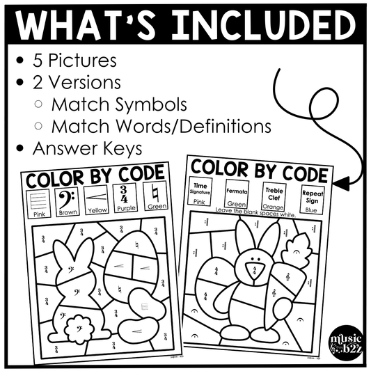 Easter Music Coloring Color by Note Spring Music Worksheets Music Symbols