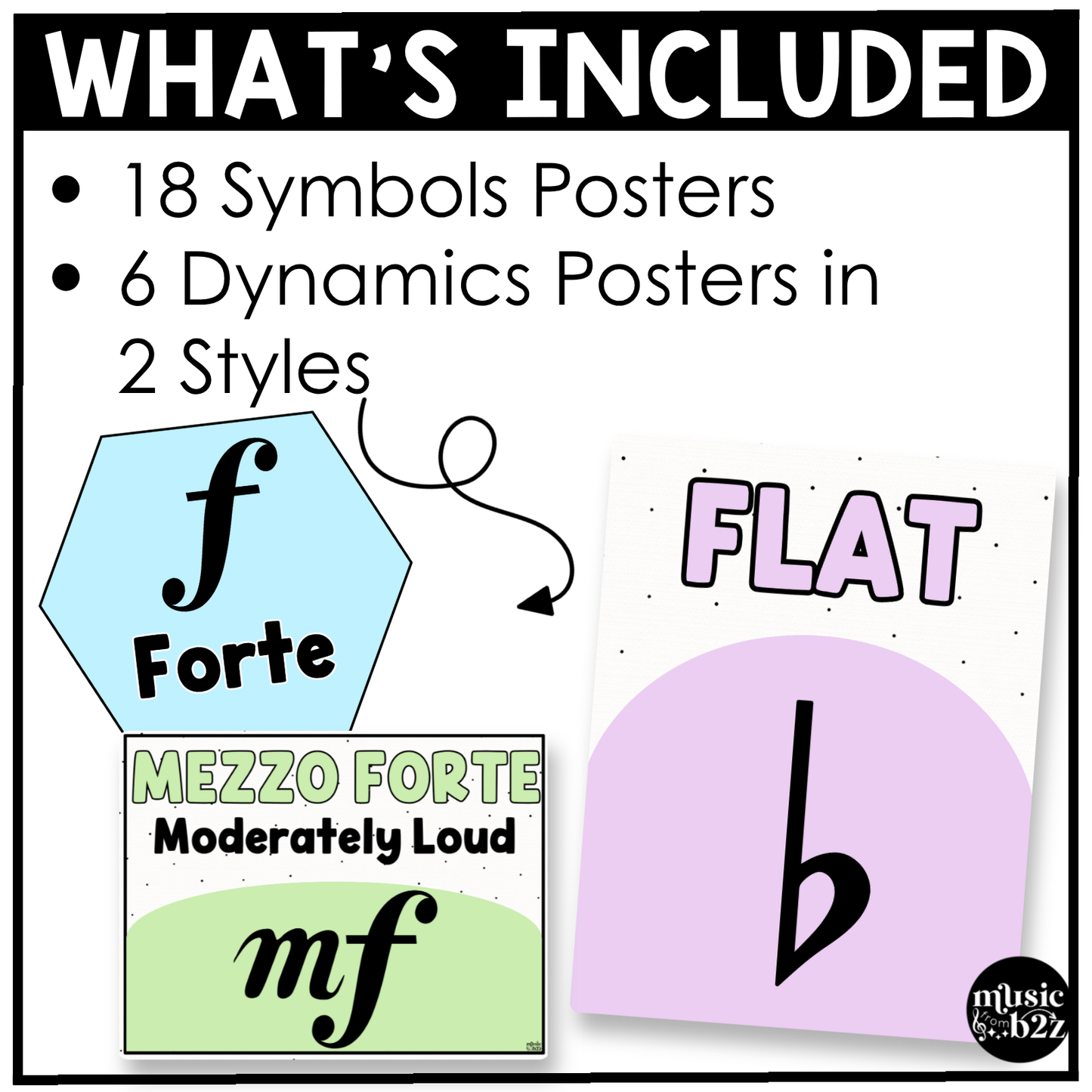 Pastel Music Symbols & Dynamics Posters Elementary Music Classroom Decor