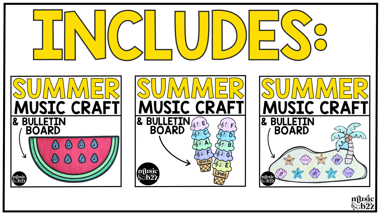 Summer Music Craft BUNDLE Summer Music Bulletin Board Music Sub Plan