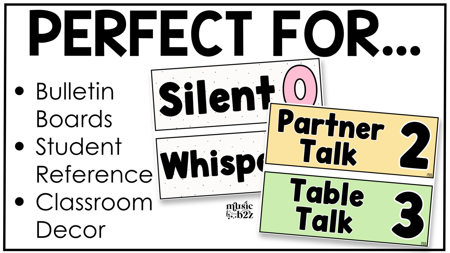 Pastel Voice Level Volume Chart Posters Elementary Music Classroom Decor
