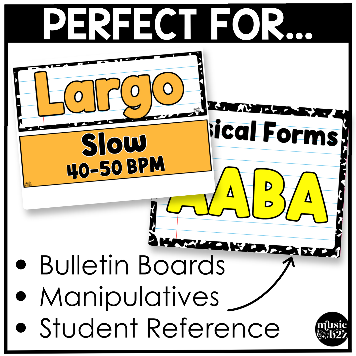 Bright Composition Music Tempo & Form Posters Elementary Music Classroom Decor Editable