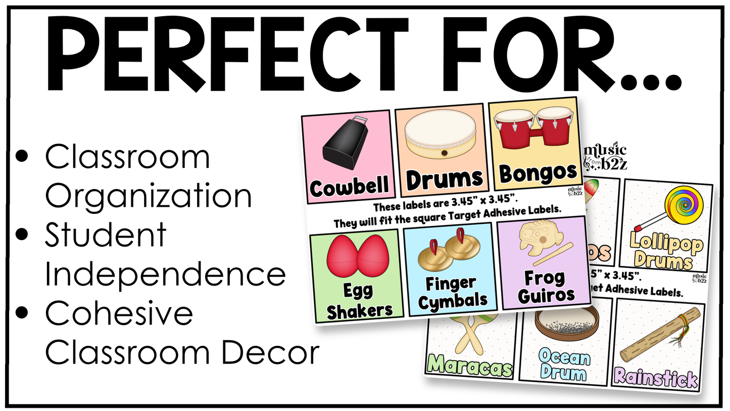 Pastel Classroom Instrument Labels Elementary Music Classroom Decor Organization
