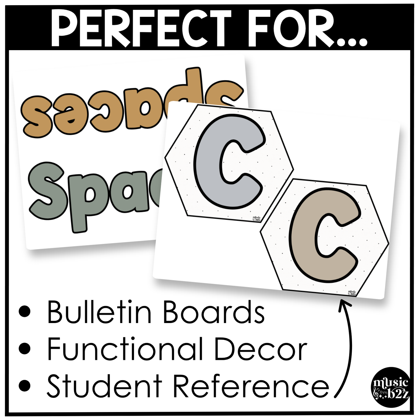 Neutral Treble Clef Bulletin Board Music Classroom Decor Lines & Spaces