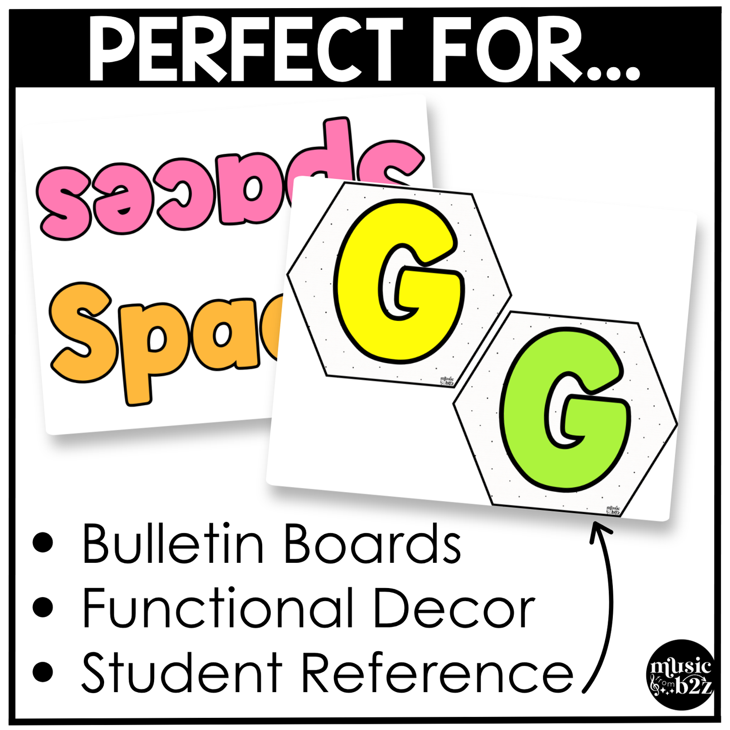 Bright Treble Clef Bulletin Board Music Classroom Decor Lines & Spaces