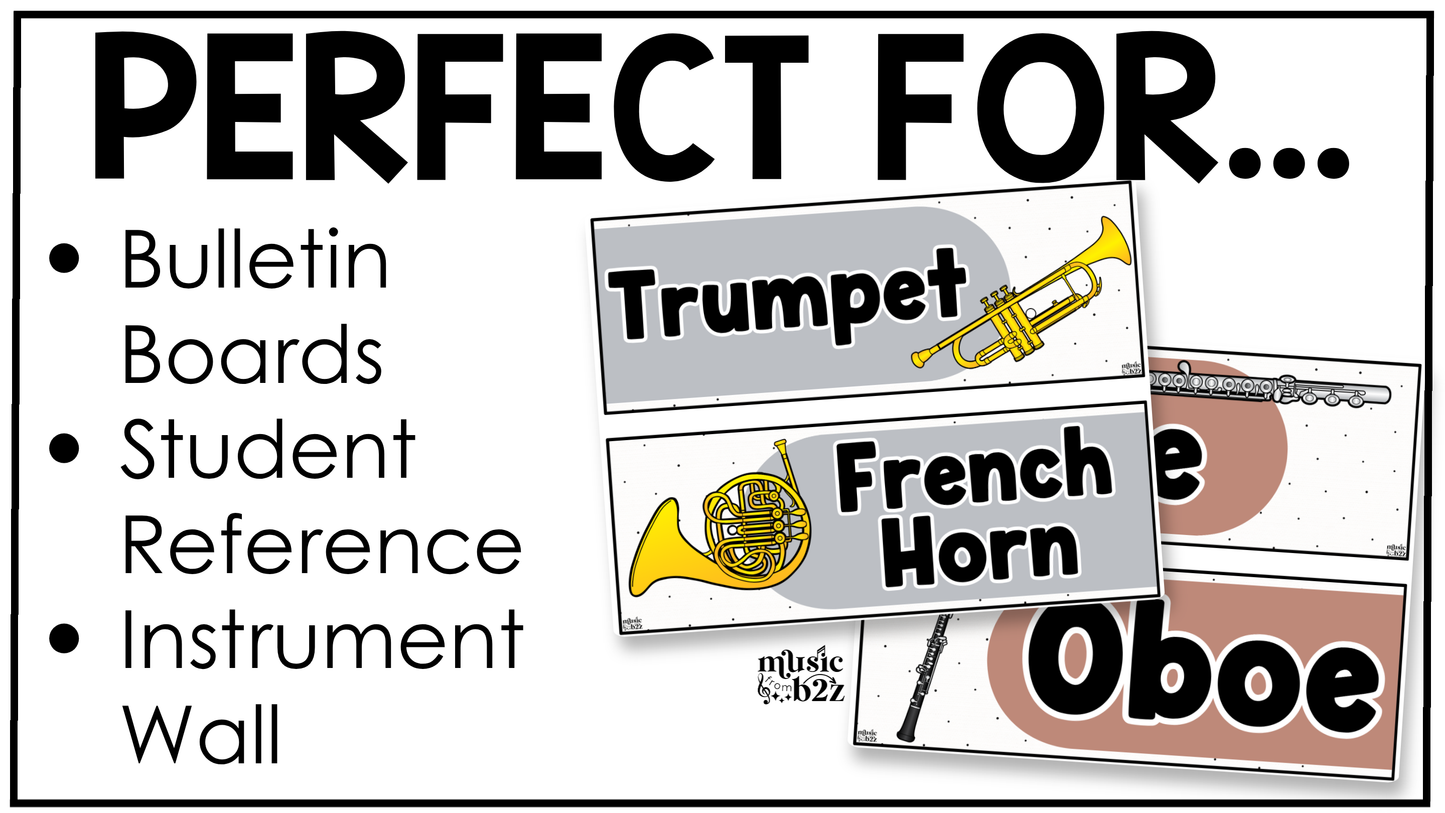 Neutral Instrument Families of the Orchestra Posters Elementary Music Classroom Decor
