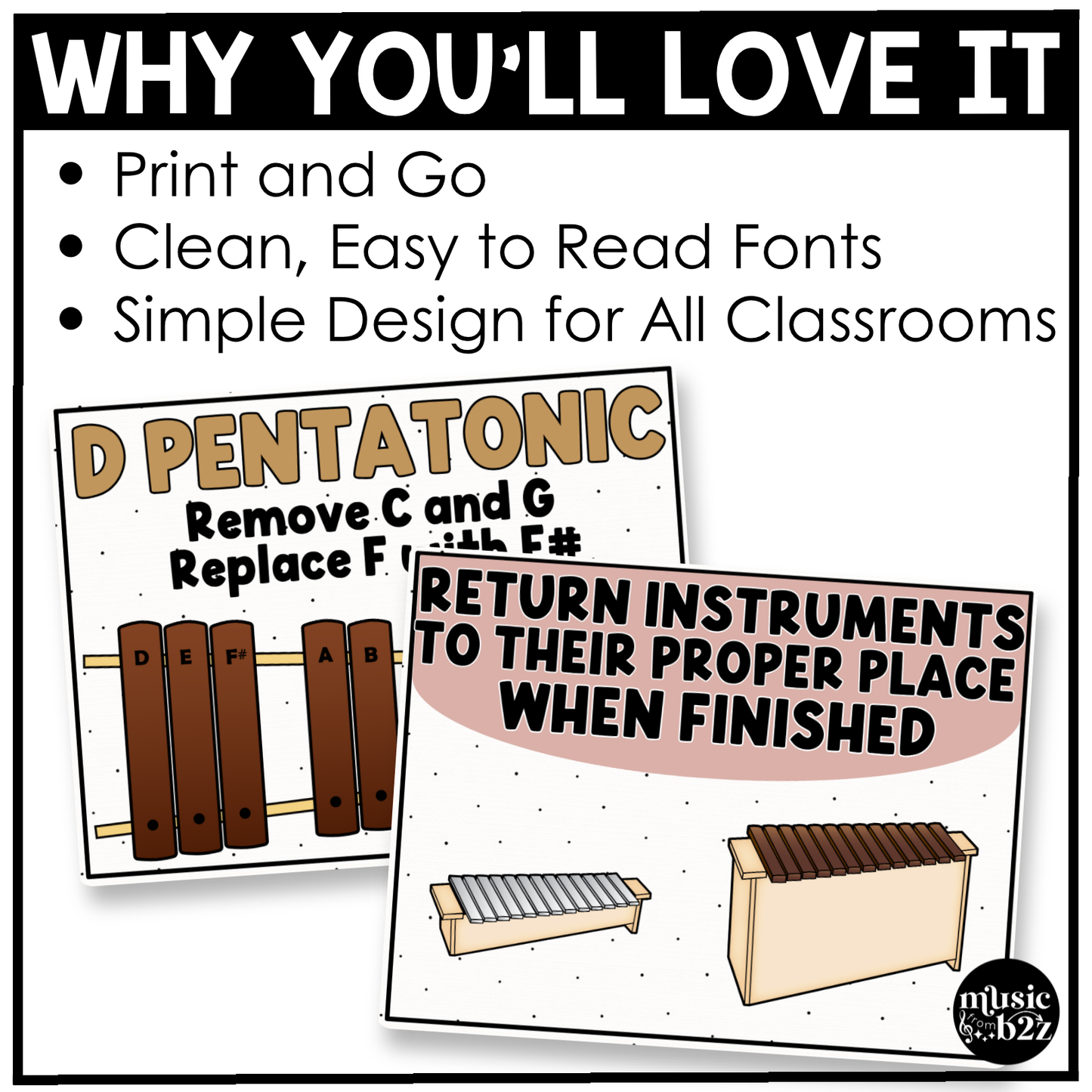 Neutral Orff Instrument Rules & Setups Posters Elementary Music Classroom Decor