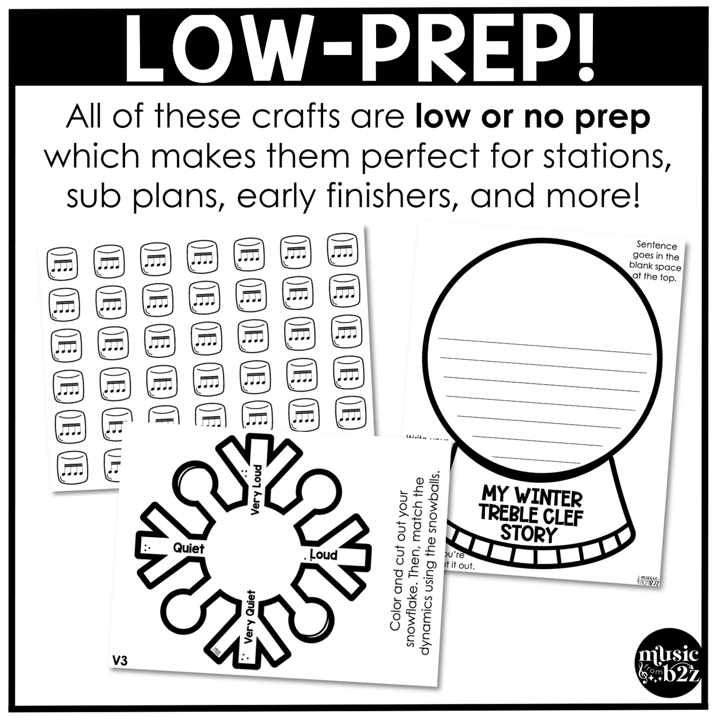 Winter Music Craft BUNDLE Winter Music Activities Winter Music Bulletin Board