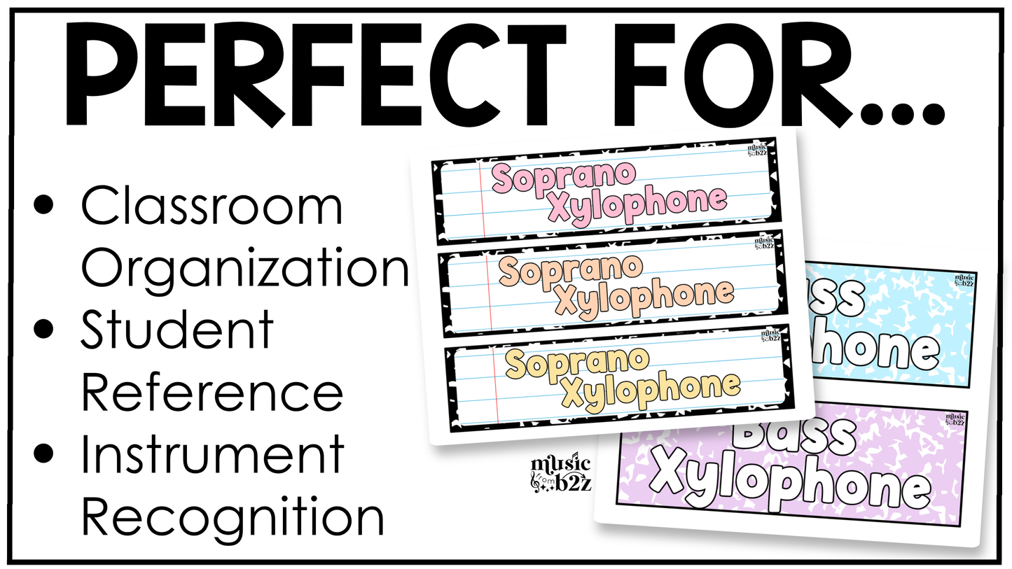 Pastel Composition Orff Instrument Labels Elementary Music Classroom Decor Music Posters