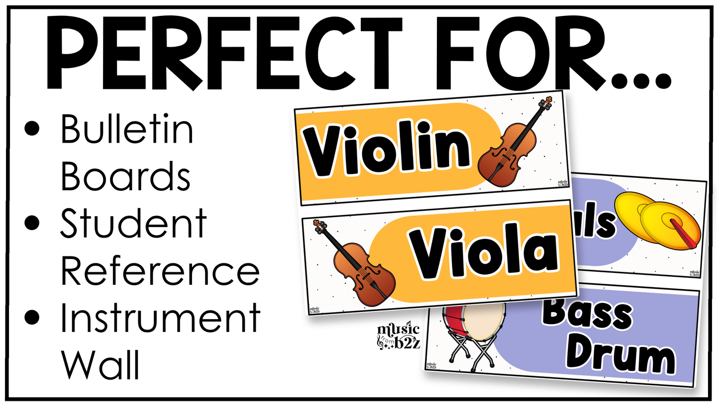 Bright Instrument Families of the Orchestra Posters Elementary Music Classroom Decor
