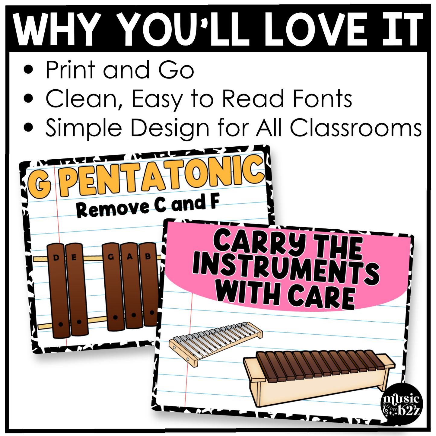 Bright Composition Notebook Orff Instrument Rules & Setups Posters Elementary Music Classroom Decor (Copy)