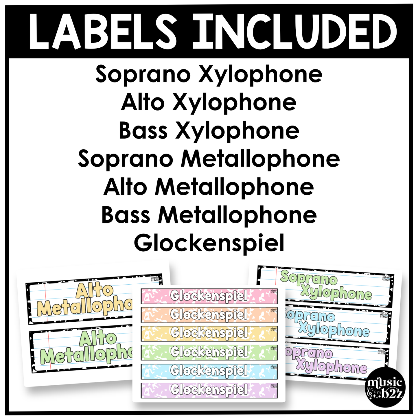 Pastel Composition Orff Instrument Labels Elementary Music Classroom Decor Music Posters