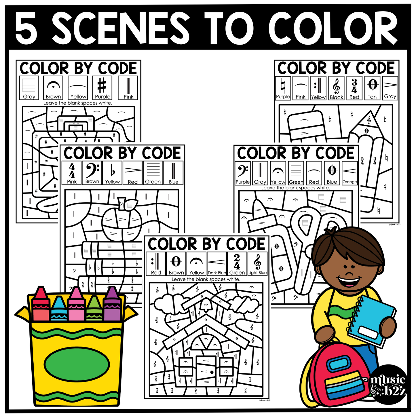 Back to School Music Coloring Color by Note Music Worksheets Music Symbols