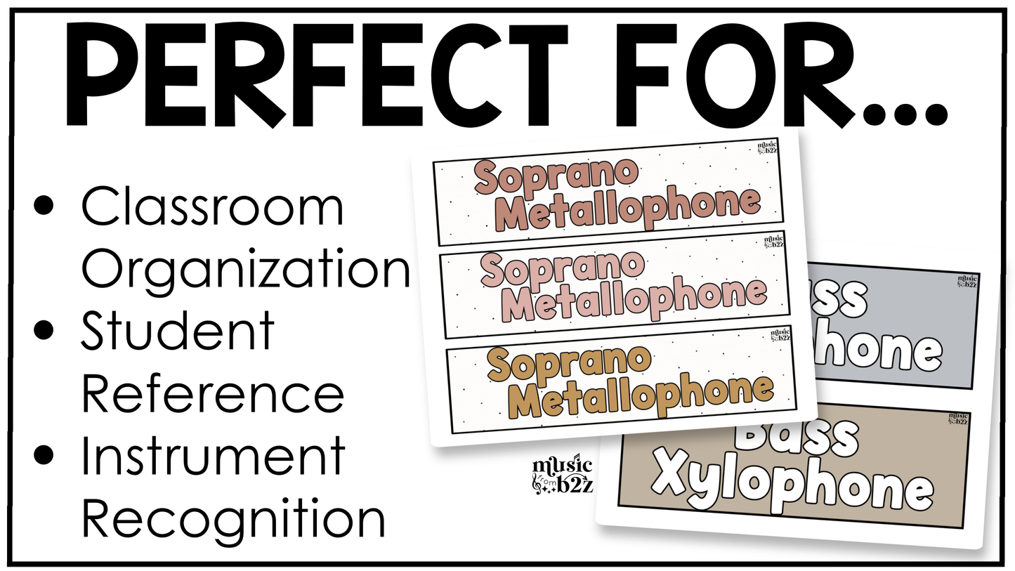 Neutral Orff Instrument Labels Elementary Music Classroom Decor Music Posters