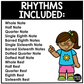 Bright Composition Note Value Posters Rhythm Durations Elementary Music Classroom Decor