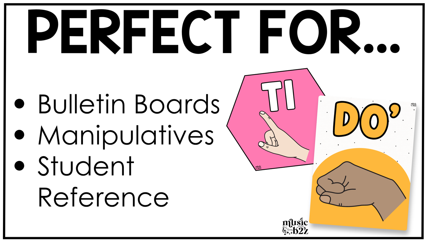 Bright Solfege Hand Signs Posters Curwen Elementary Music Classroom Decor