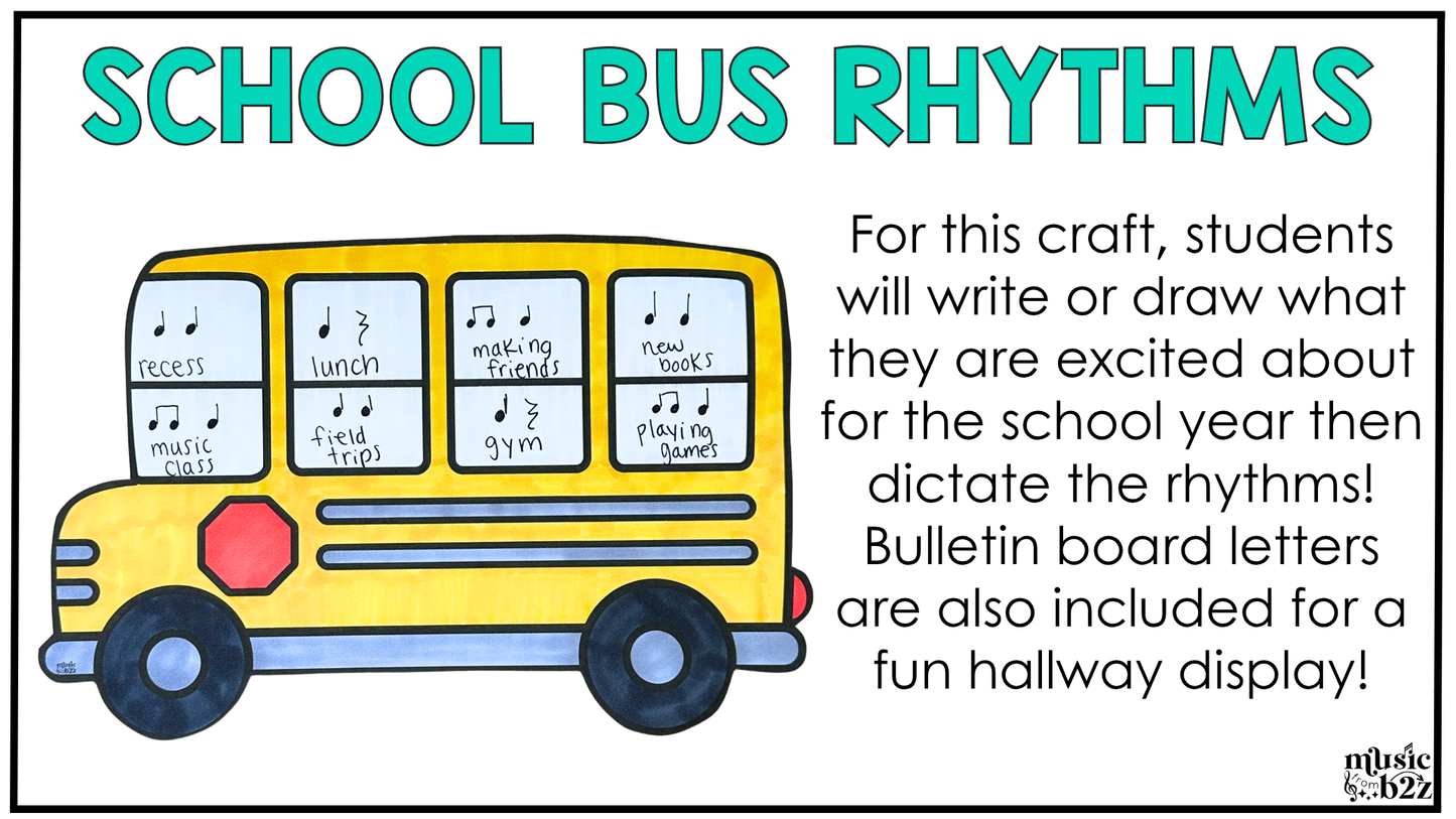 Back to School Music Craft BUNDLE Music Bulletin Board Music Centers Sub Plans