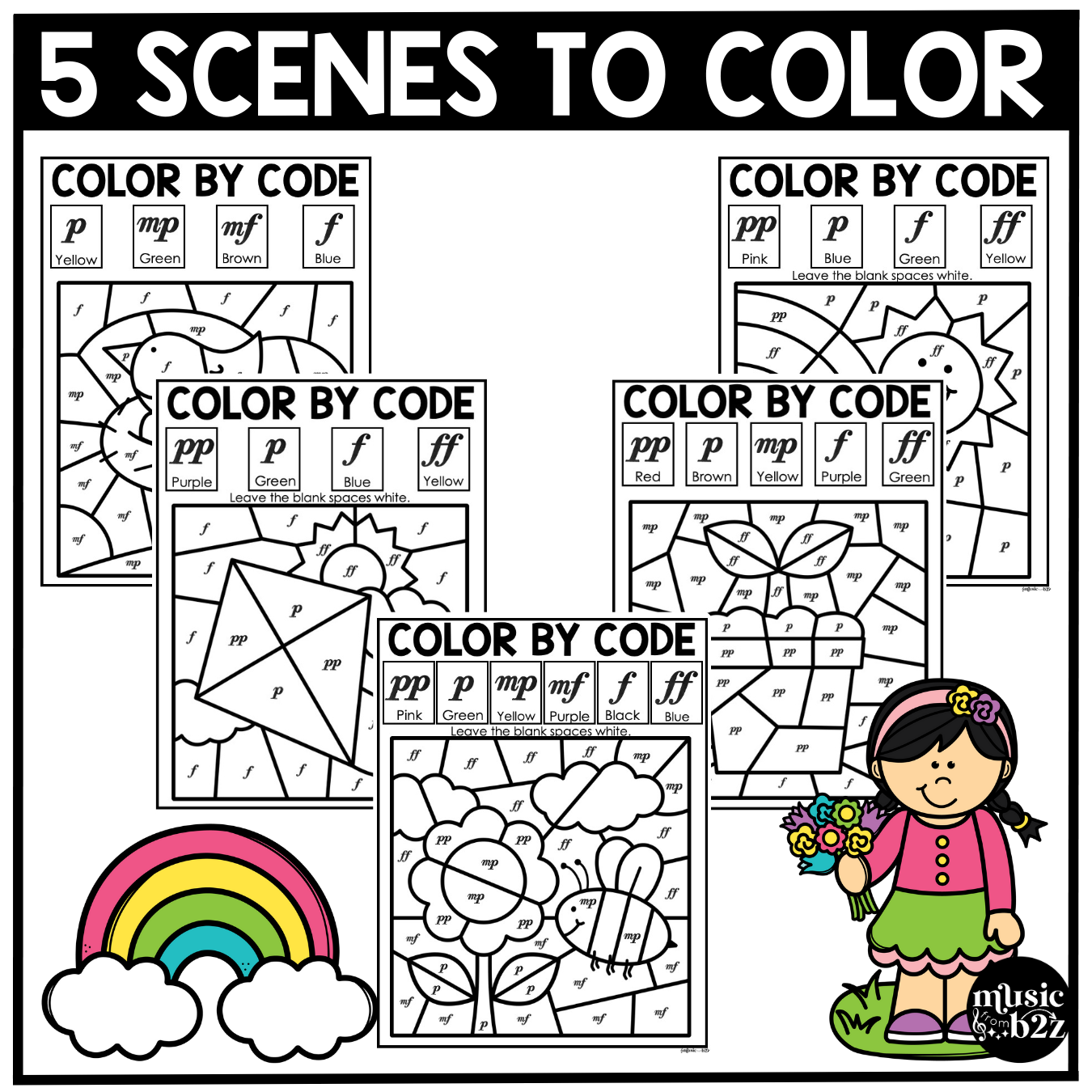 Spring Music Coloring Pages Color by Note Spring Music Worksheets Dynamics