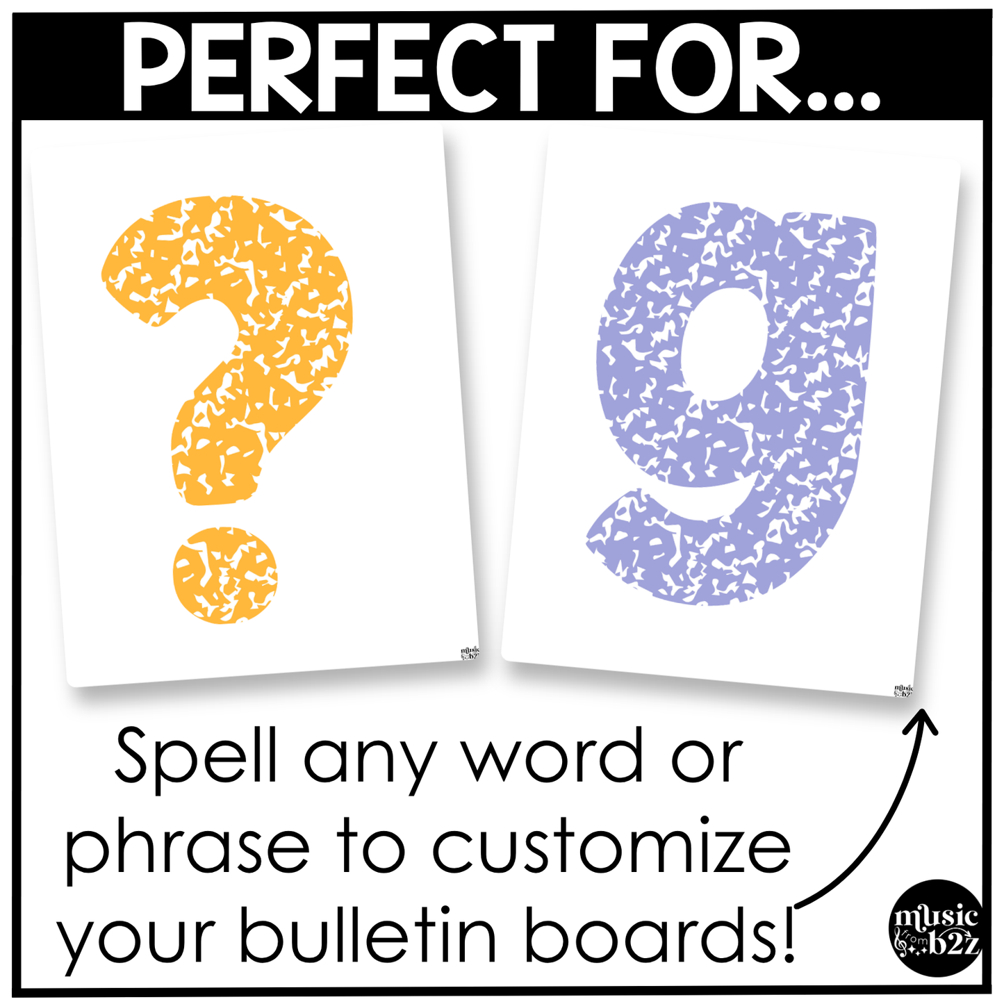 Bright Composition Bulletin Board Letters Numbers Symbols Elementary Music Classroom Decor