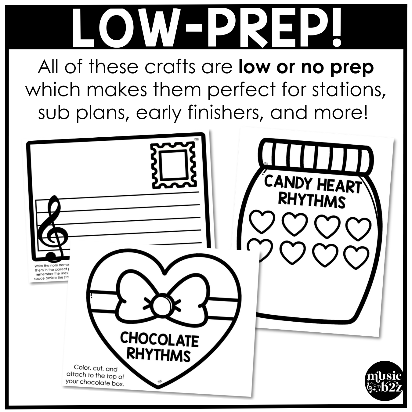 Valentine's Day Music Craft BUNDLE Valentine Music Bulletin Board Music Sub Plan