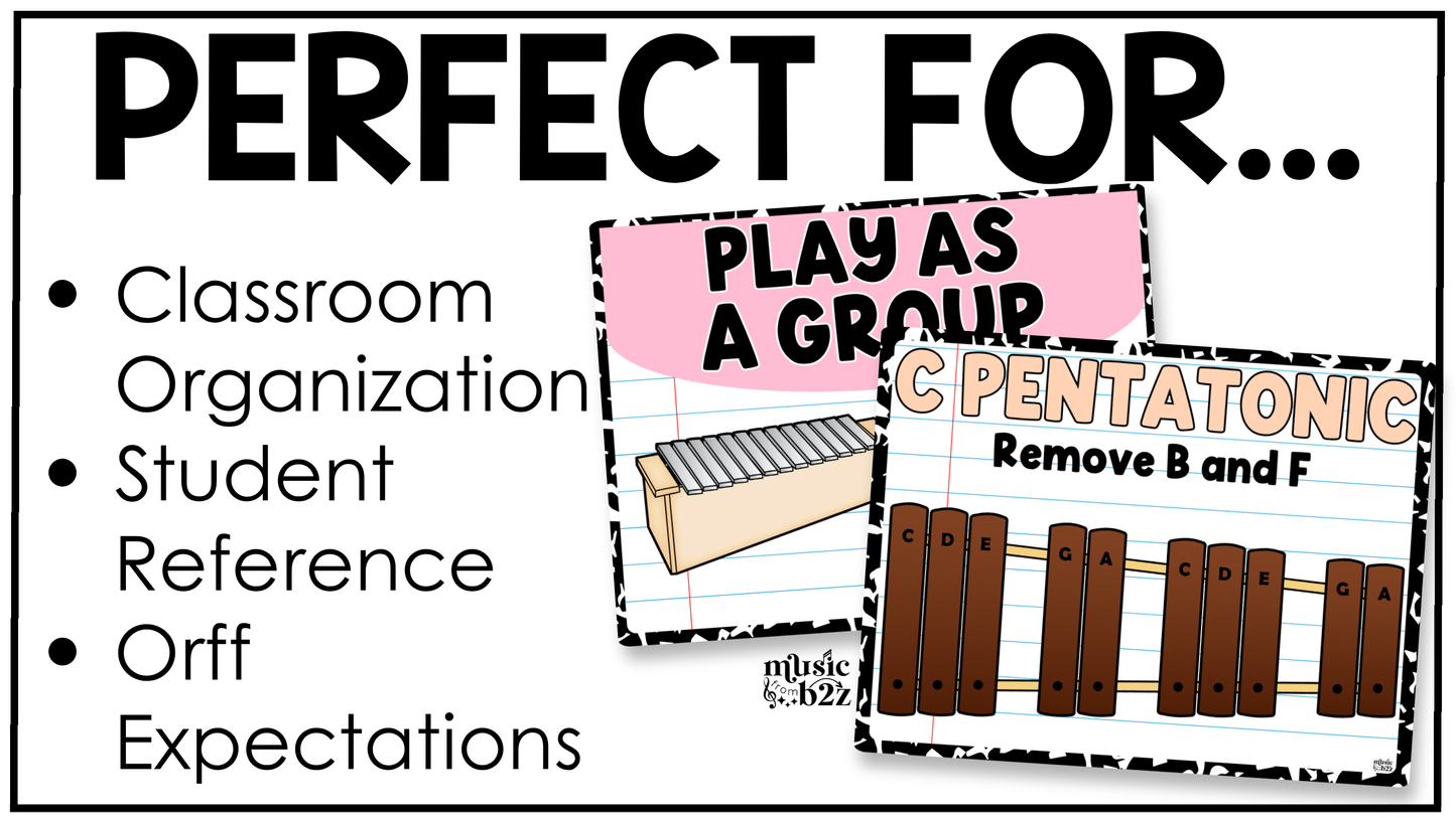 Pastel Composition Notebook Orff Instrument Rules & Setups Posters Elementary Music Classroom Decor