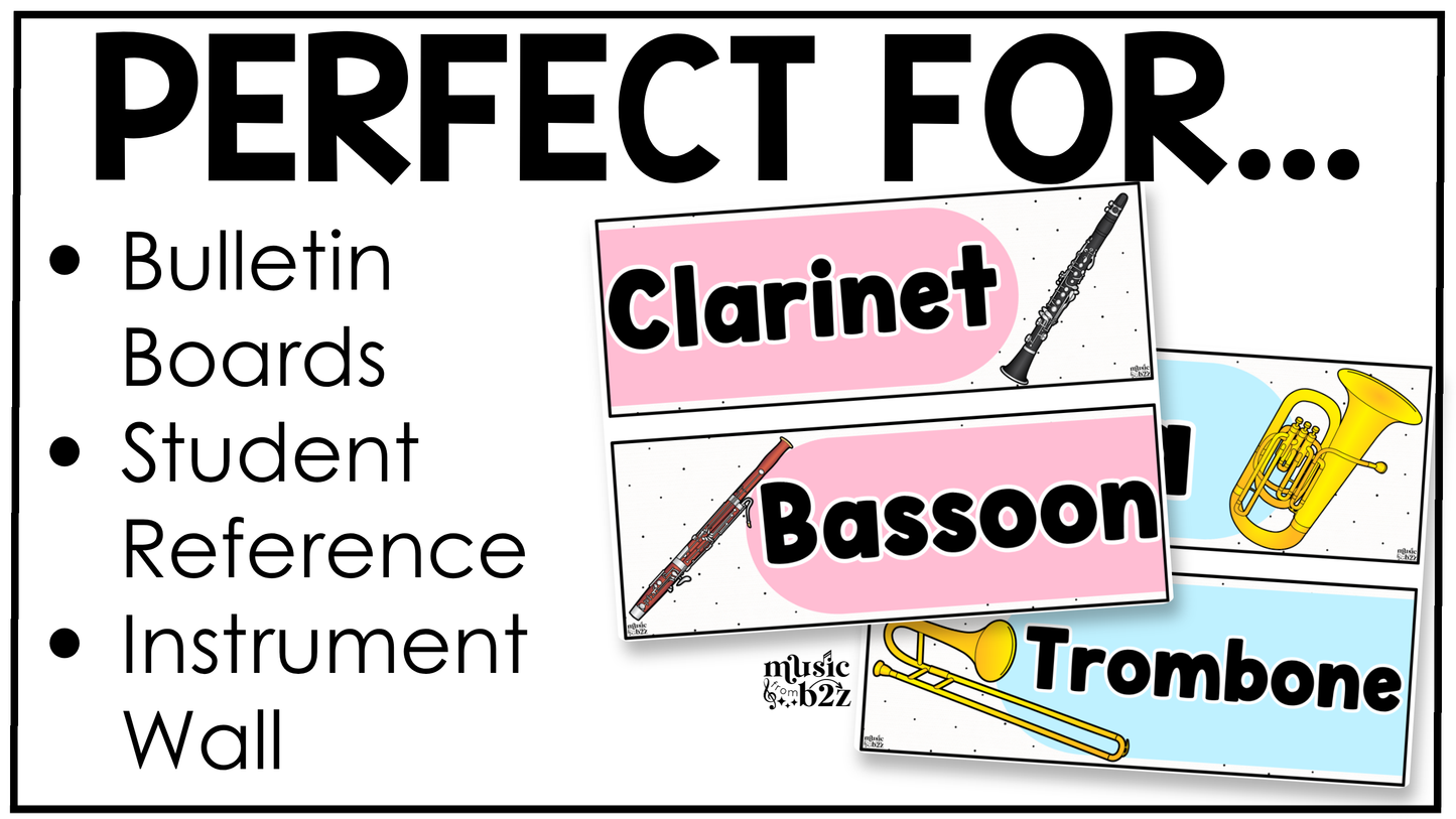 Pastel Instrument Families of the Orchestra Posters Elementary Music Classroom Decor