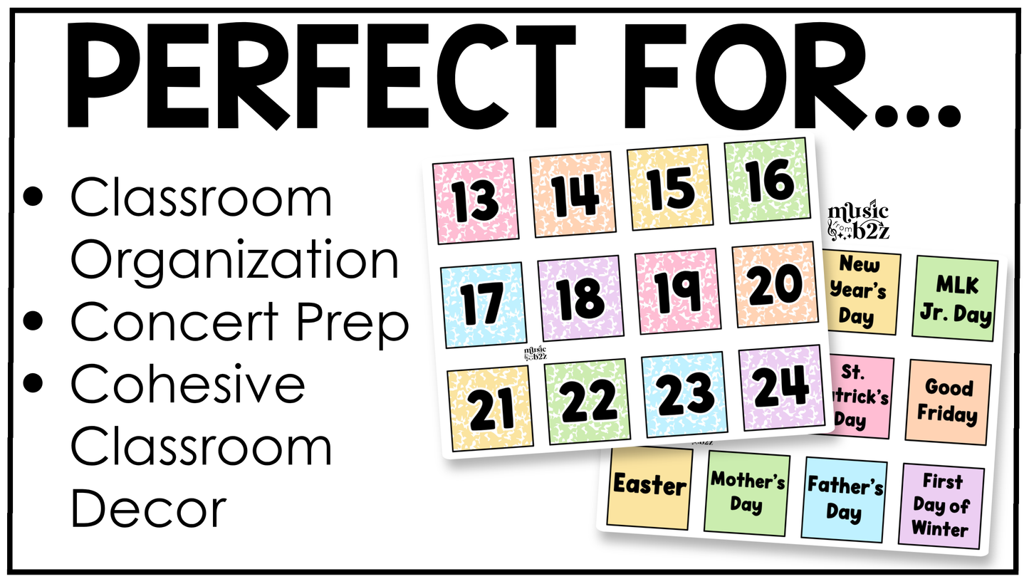 Pastel Composition Notebook Calendar Editable Elementary Music Classroom Decor