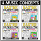 Easter Music Coloring Page BUNDLE Color by Note Spring Music Worksheets
