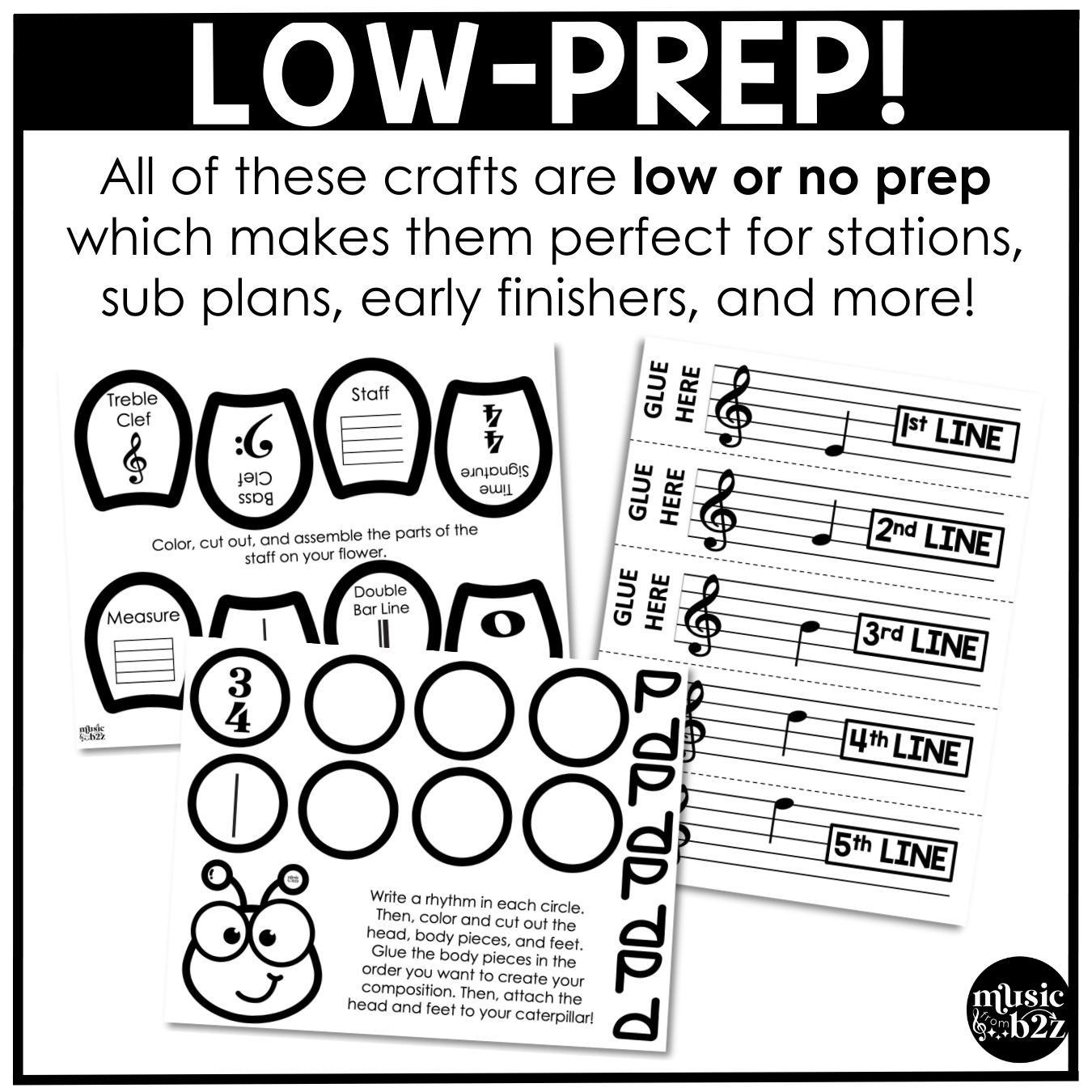 Spring Music Craft BUNDLE Spring Music Bulletin Board Music Sub Plan