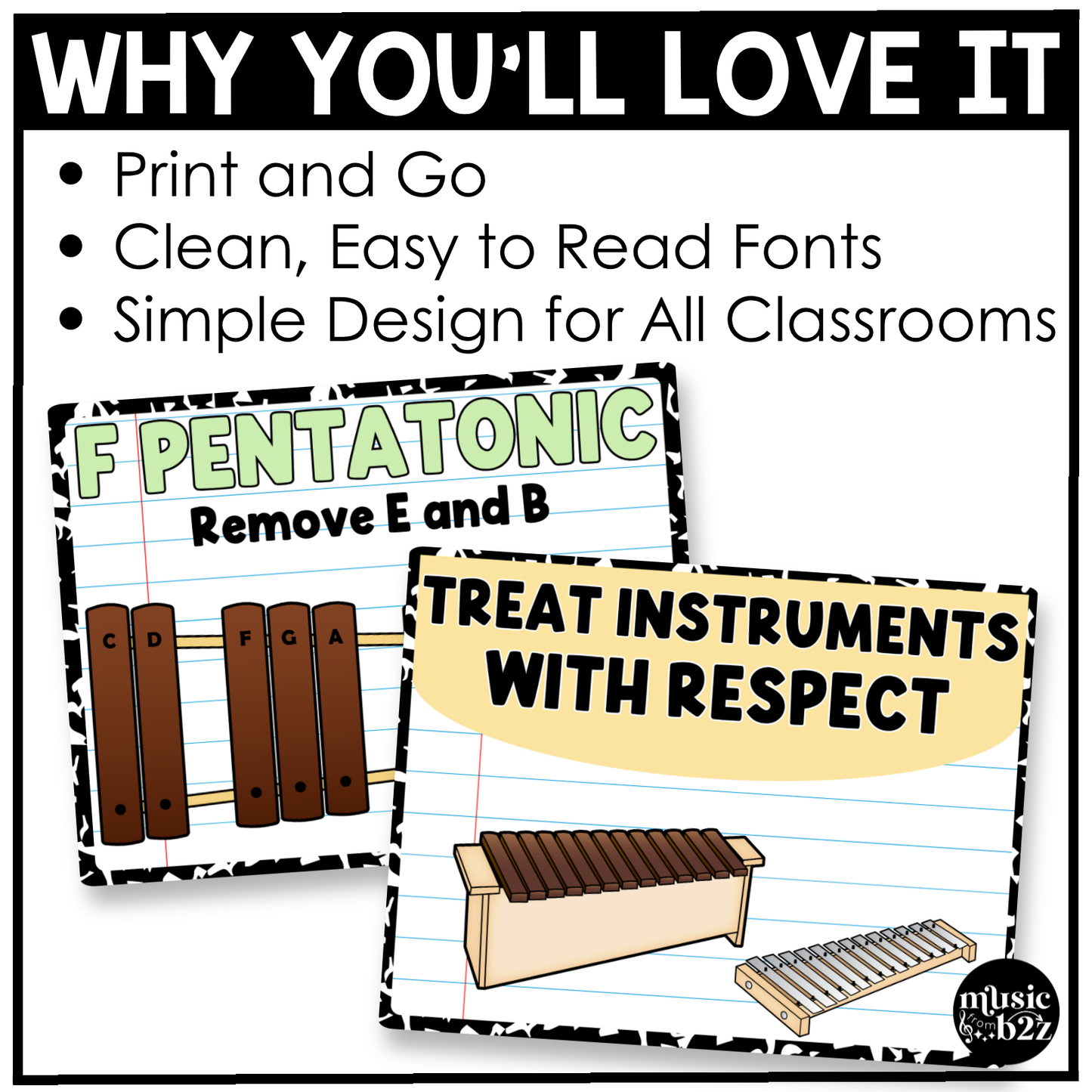 Pastel Composition Notebook Orff Instrument Rules & Setups Posters Elementary Music Classroom Decor
