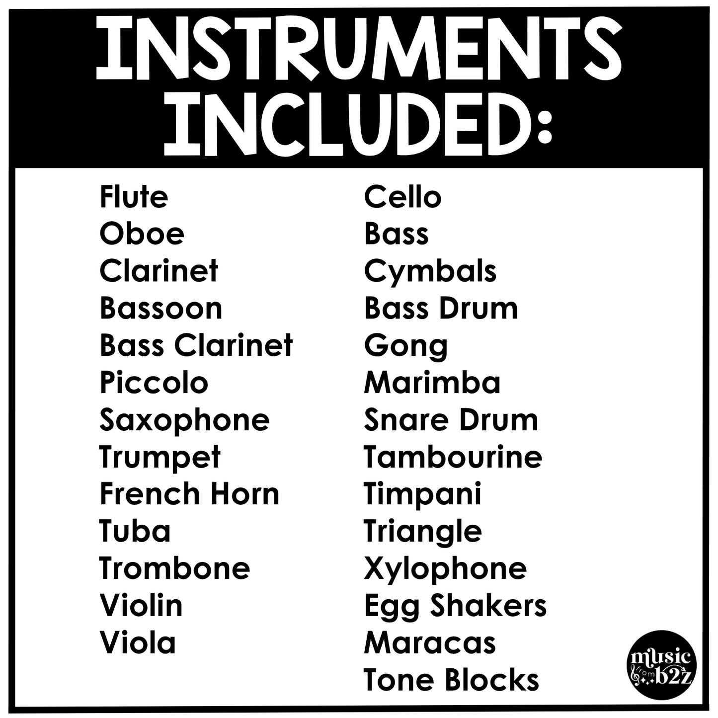 Bright Composition Instrument Families of the Orchestra Posters Elementary Music Classroom Decor