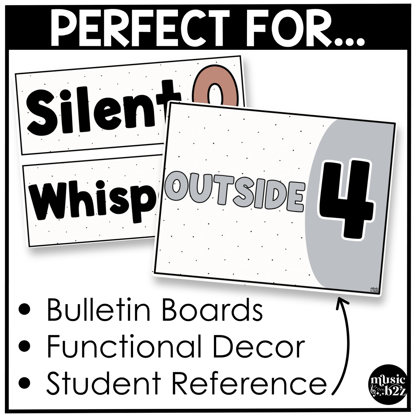 Neutral Voice Level Volume Chart Posters Elementary Music Classroom Decor