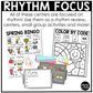 Spring Music Centers BUNDLE Rhythm Worksheets Spring Music Games