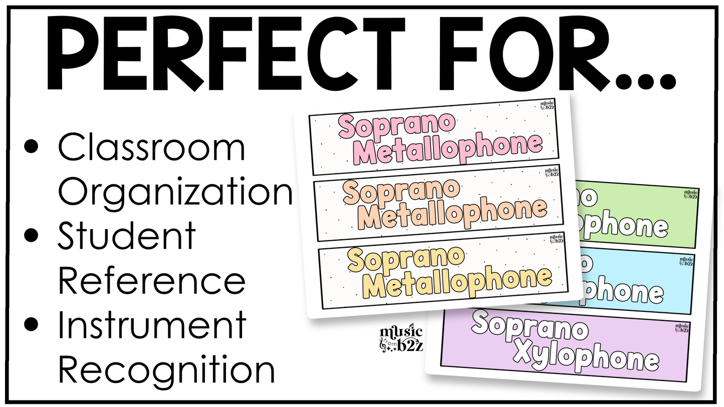 Pastel Orff Instrument Labels Elementary Music Classroom Decor Music Posters
