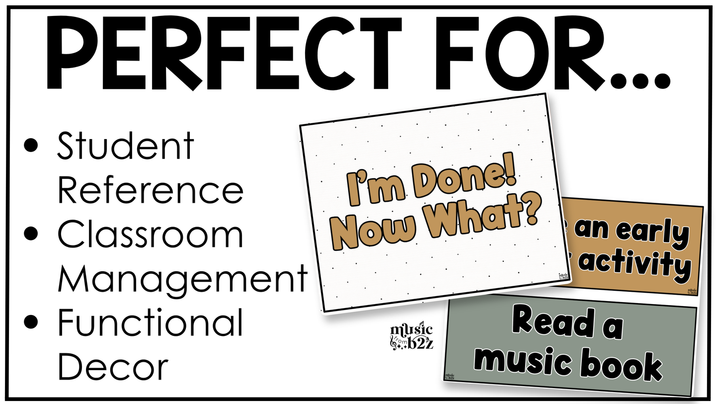 Neutral Music Rules & Expectations Posters Elementary Music Classroom Decor