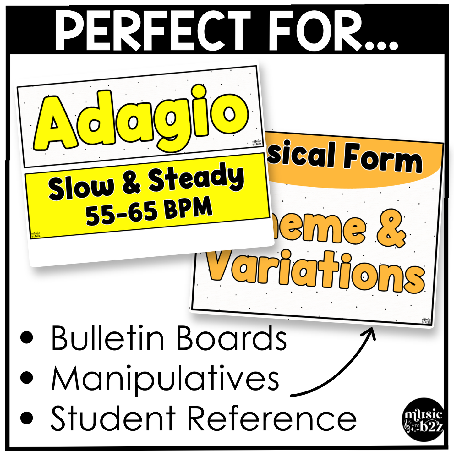 Bright Music Tempo & Form Posters Elementary Music Classroom Decor Editable