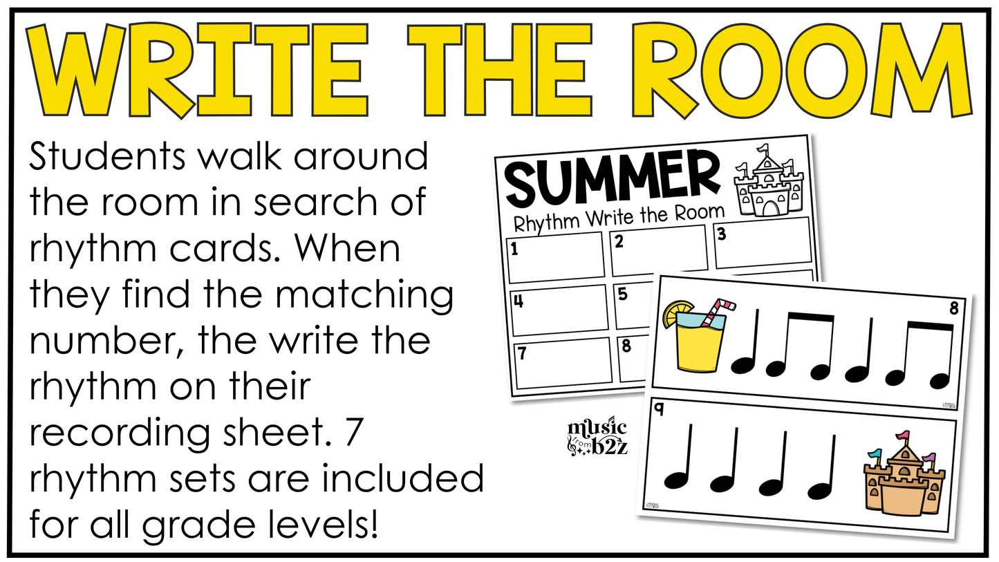 Summer Music Centers BUNDLE Summer Rhythm Worksheets Music Games Sub Plans