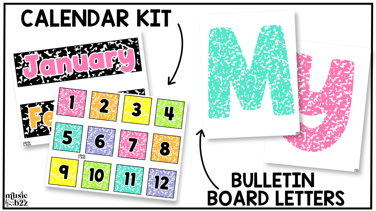 Bright Composition Music Classroom Decor BUNDLE Music Posters Bulletin Board