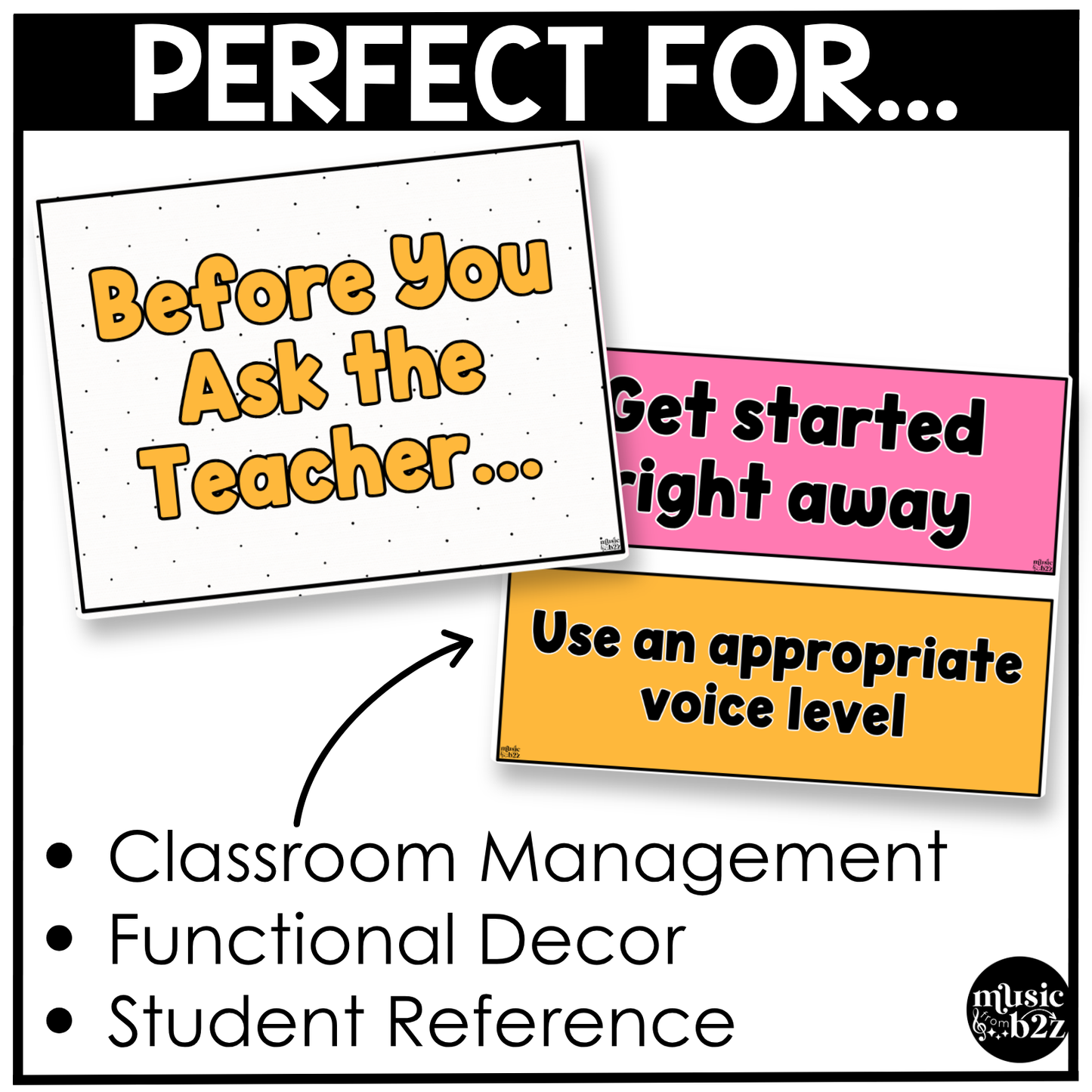 Bright Music Rules & Expectations Posters Elementary Music Classroom Decor