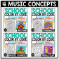 Back to School Music Coloring Page BUNDLE Color by Note Music Worksheets