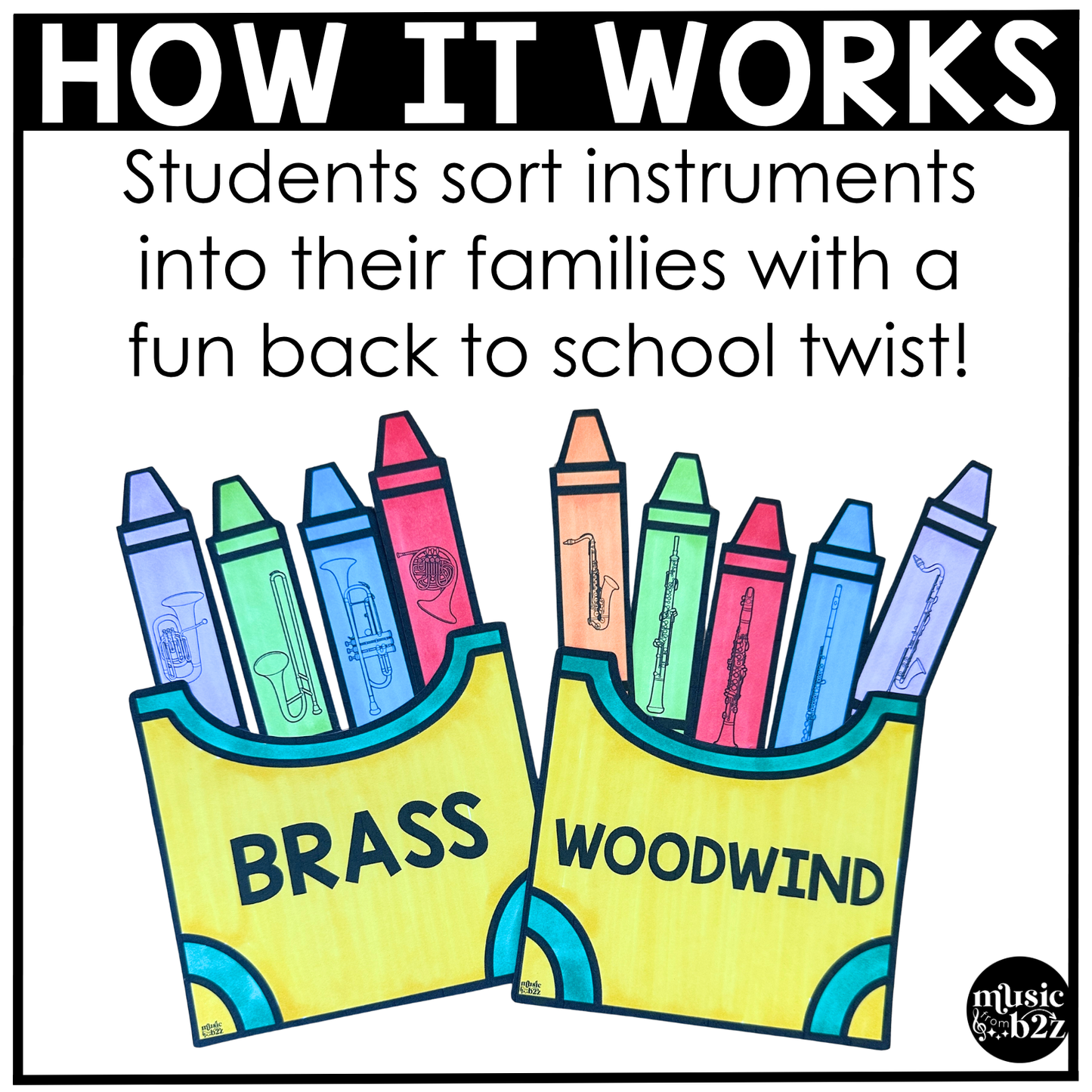 Back to School Music Craft Music Bulletin Board Instrument Families Orchestra