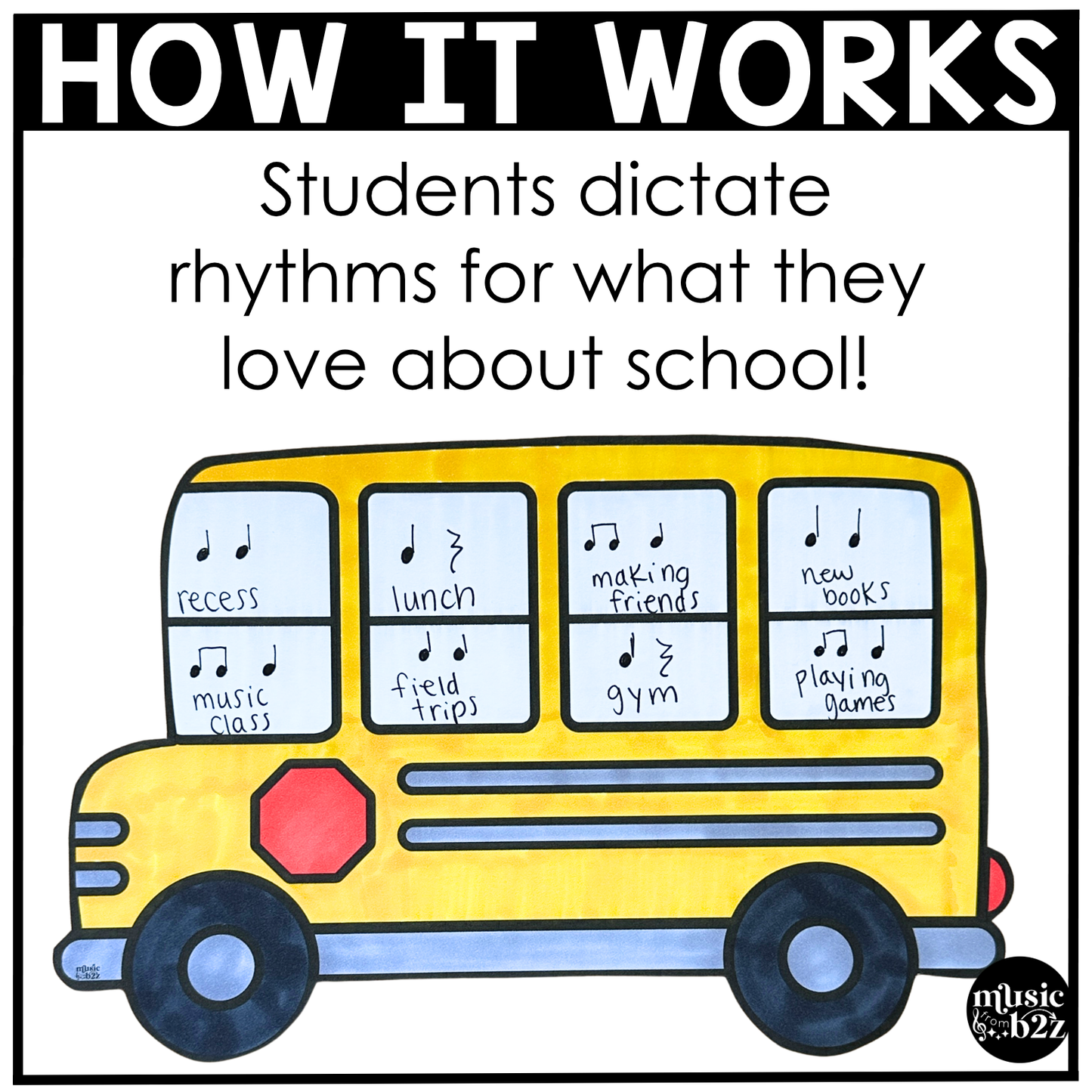 Back to School Music Craft Music Bulletin Board Elementary Music Rhythm Lesson