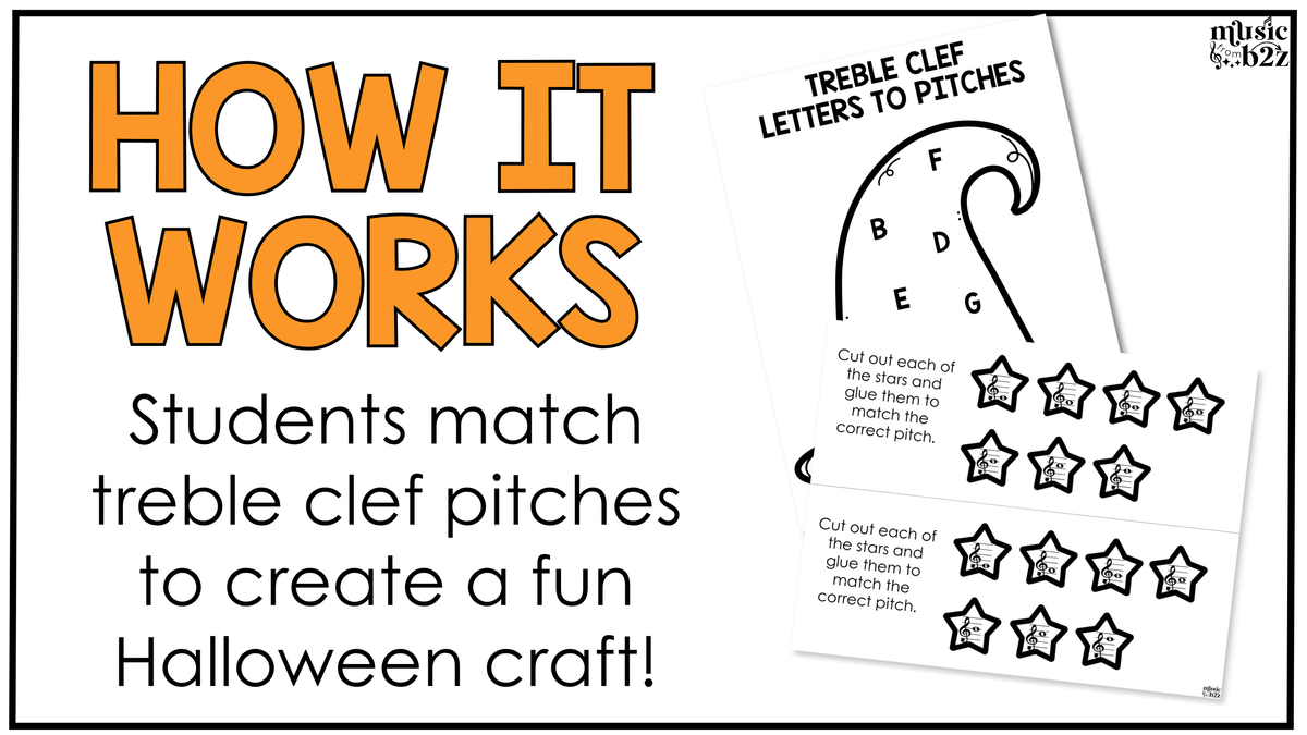Halloween Music Craft Music Bulletin Board Elementary Music Treble Clef Sub Plan