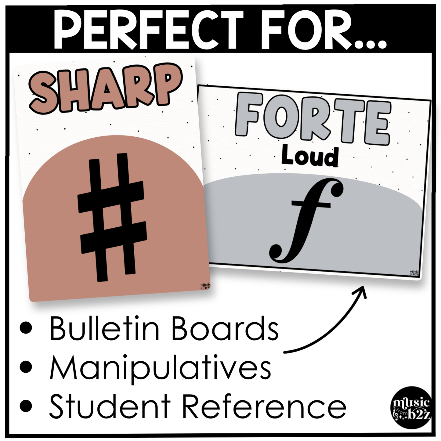 Neutral Music Symbols & Dynamics Posters Elementary Music Classroom Decor
